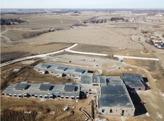 Aerial photo of Cedar Falls' new Aldrich Elementary School